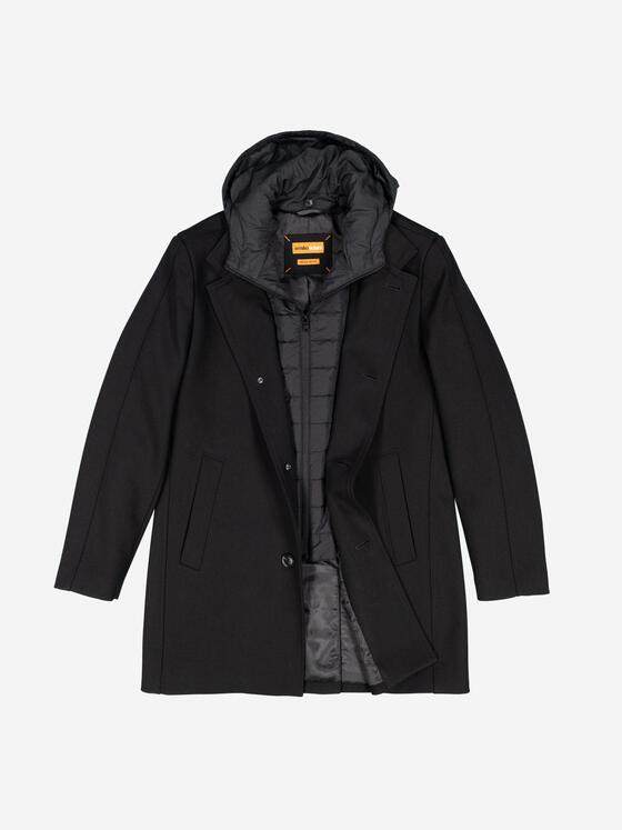 emilio adani Herren Mantel mit einem abnehmbaren Inlet Schwarz 37576