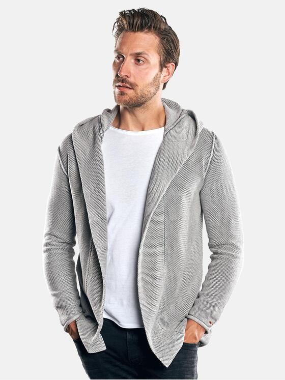 emilio adani Herren Lässige Strickjacke mit Kapuze Grau 30052