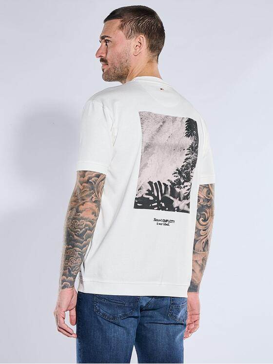 emilio adani Herren Rundhals T-Shirt Reinweiss 40762