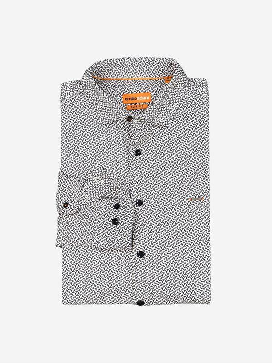 emilio adani Herren Jersey-Hemd slim fit Beige 38005