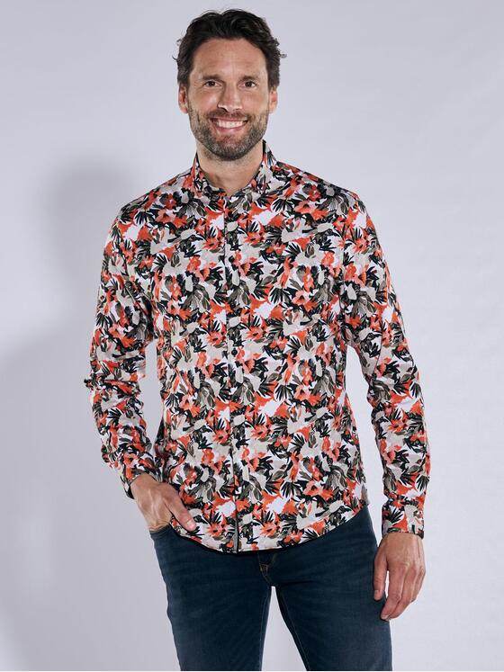 engbers Herren Langarm-Hemd gemustert Orange 38019