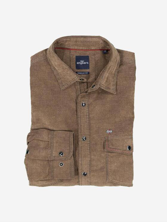 engbers Herren Langarm-Hemd uni Hellbraun 37393