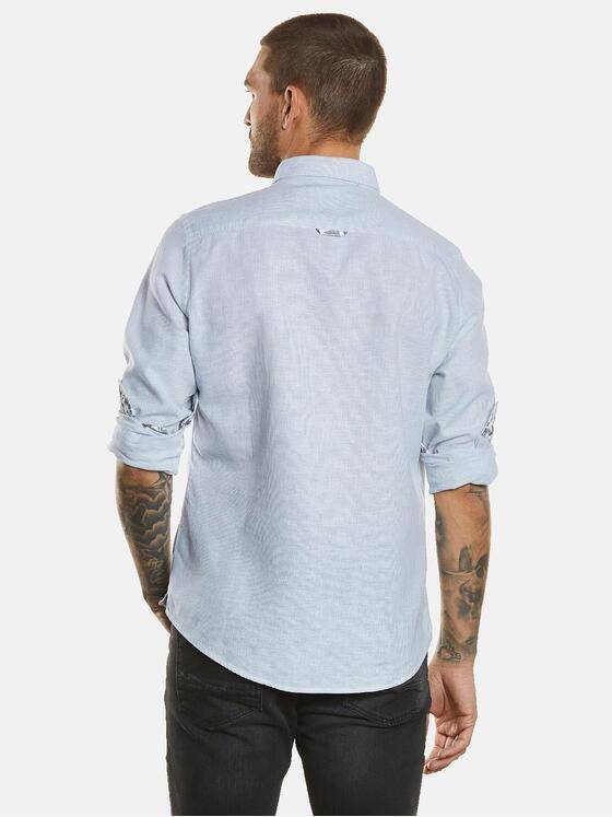 emilio adani Herren Langarm-Hemd mit Leinenanteil Blau 34247