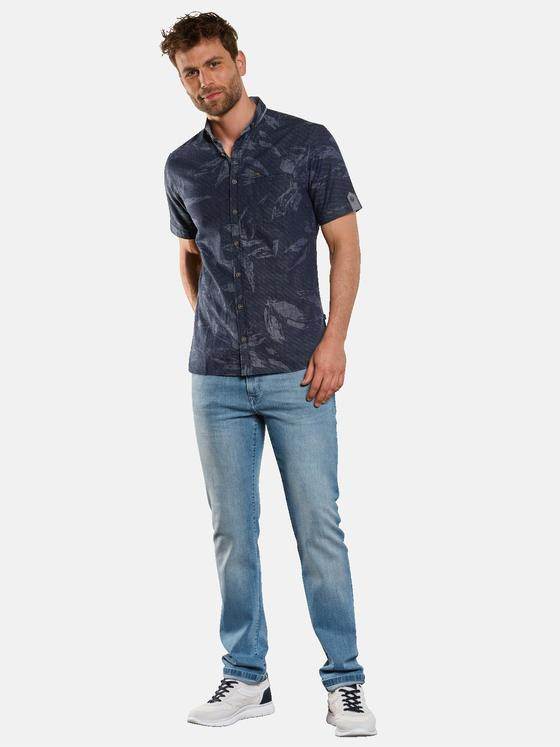 engbers Herren Kurzarm-Hemd gemustert Blau 33251