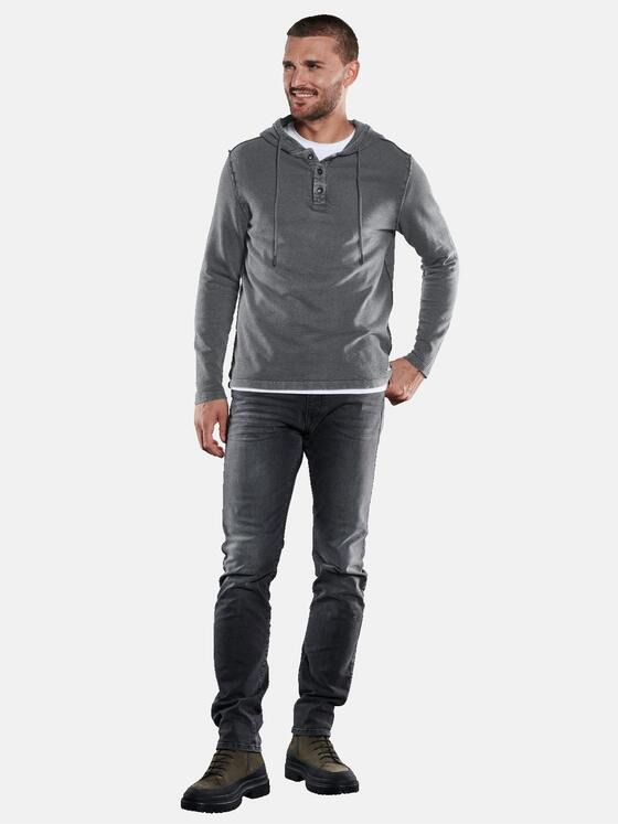 emilio adani Herren Langarm-Shirt mit Kapuze Grau 33351