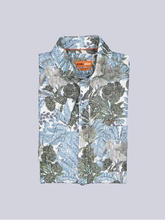 emilio adani Herren Kurzarmhemd aus Baumwolle mit botanischem Print Khaki 40700