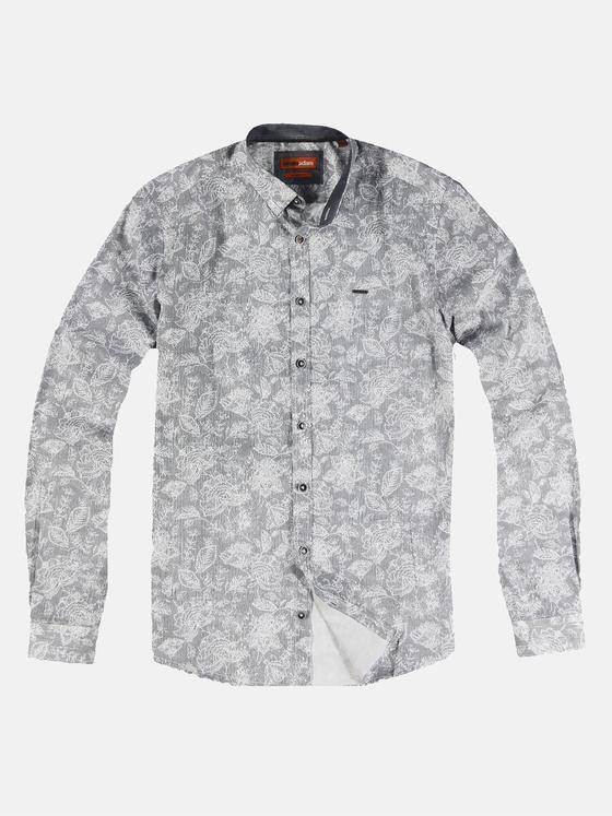 emilio adani Herren Langarm-Hemd mit floralem Print Blau 32055