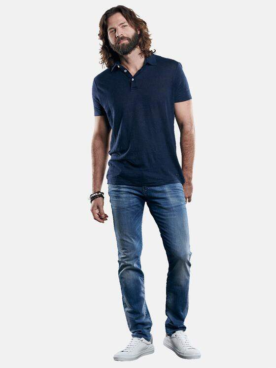 emilio adani Herren Hochwertiges Poloshirt aus reinem Leinen Blau 29887