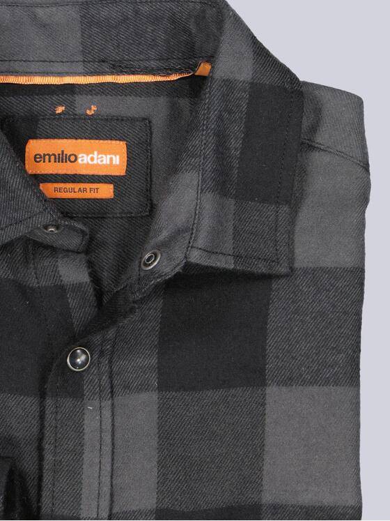 emilio adani Herren Karo-Hemd mit Brusttaschen Anthrazit 40900