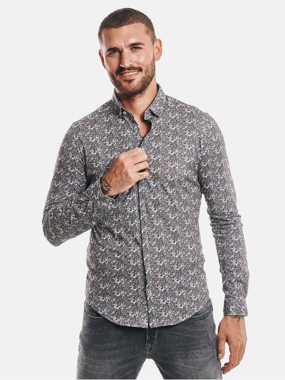 emilio adani Herren Langarm Hemd gemustert Orange 32430