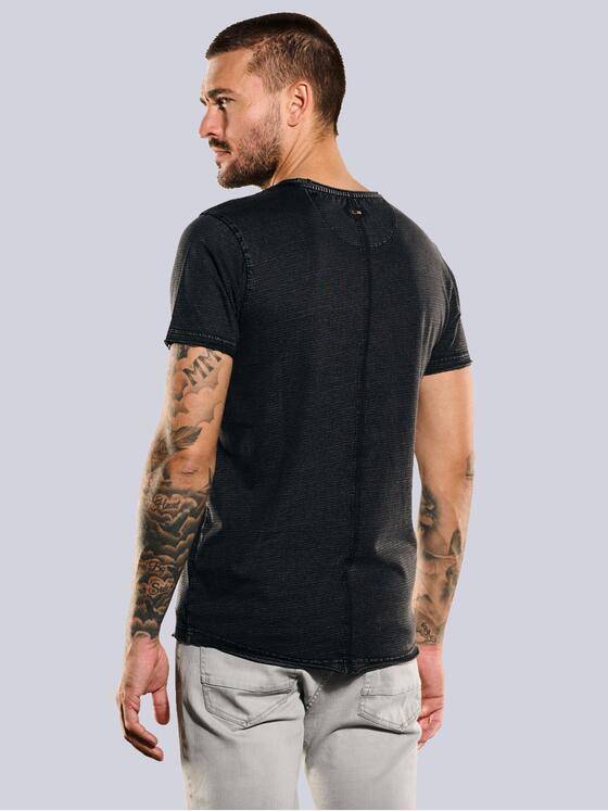 emilio adani Herren T-Shirt uni Schwarz 35352