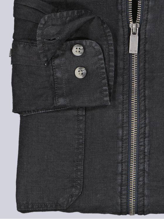 engbers Herren Leinen Overshirt mit Zipper Saphirblau 40212