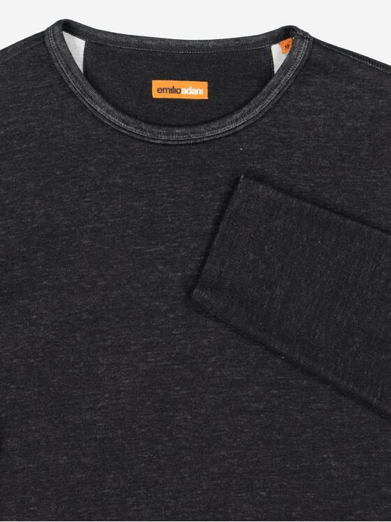 emilio adani Herren Pullover uni Schwarz 37726