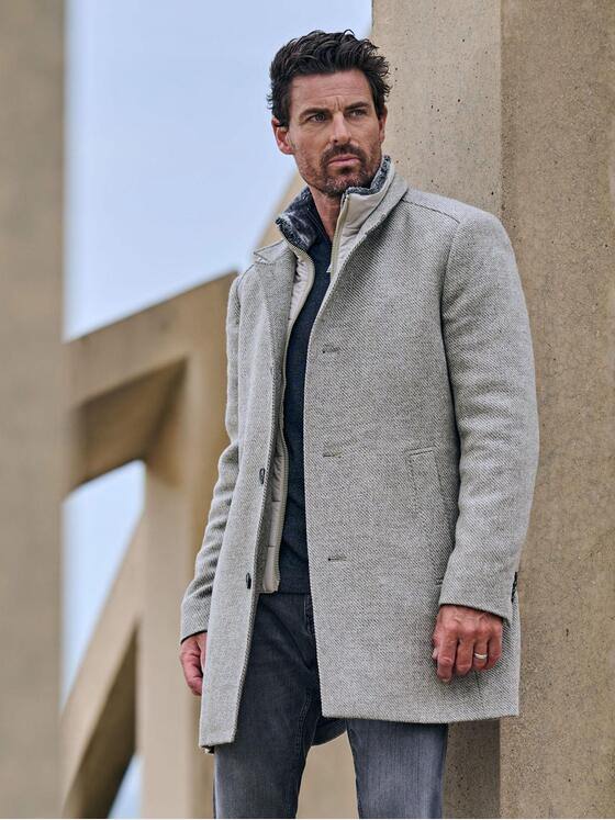 ENGBERS GERMANY Herren Mantel mit heraustrennbarem Inlet Grau 39514