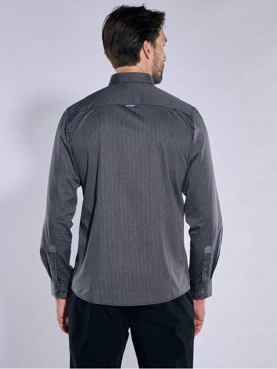 engbers Herren Langarm-Hemd gestreift Schwarz 38171