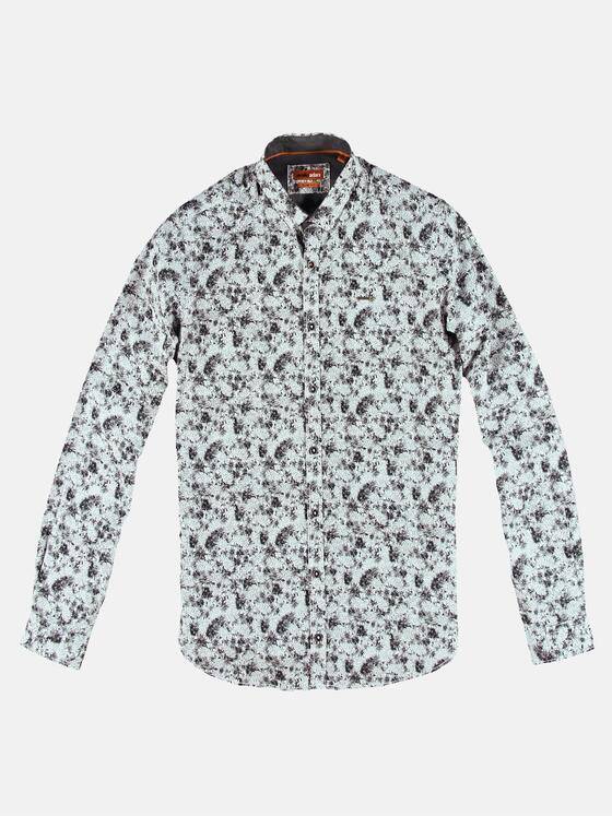 emilio adani Herren Langarm-Hemd mit All-Over-Print Grau 32067