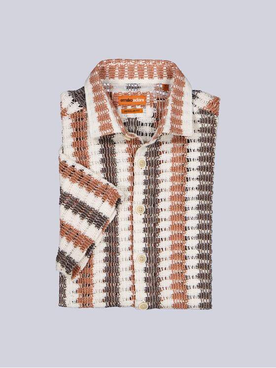 emilio adani Herren Hemd gemustert Braun 40405