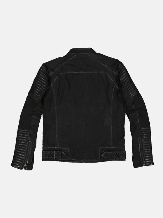 emilio adani Herren Lederjacke mit Steppung Schwarz 34450