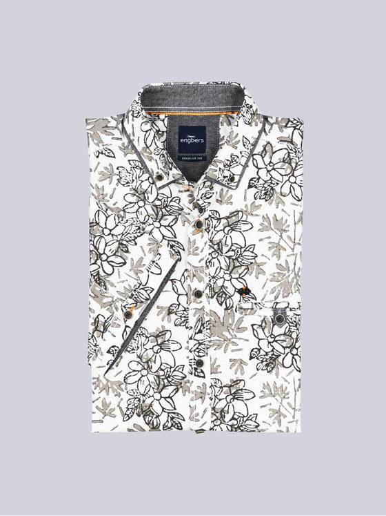 engbers Herren Kurzarm-Hemd gemustert Hellgrau 38777