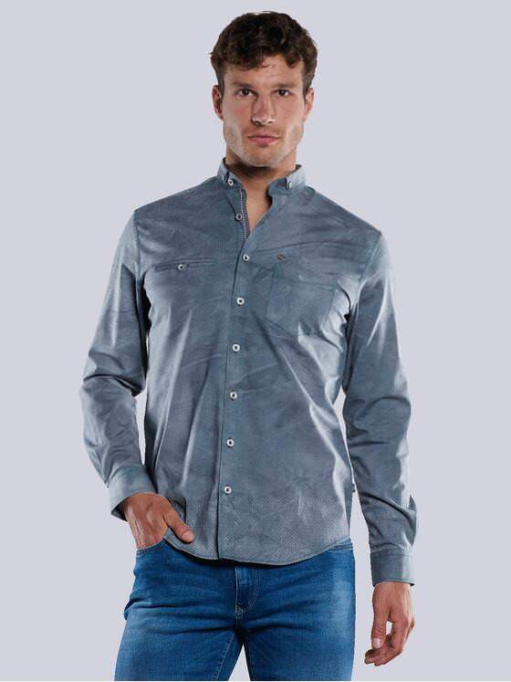 engbers Herren Langarm-Hemd in Batik-Färbung Türkis 33373