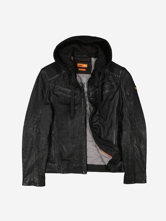 emilio adani Herren Lederjacke Schwarz 37999