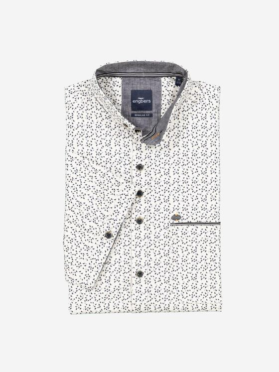 engbers Herren Kurzarm-Hemd gemustert Beige 37016