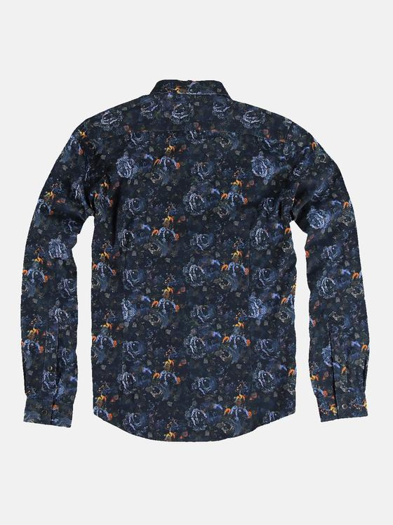 emilio adani Herren Cord-Hemd mit All-Over-Print Blau 31957