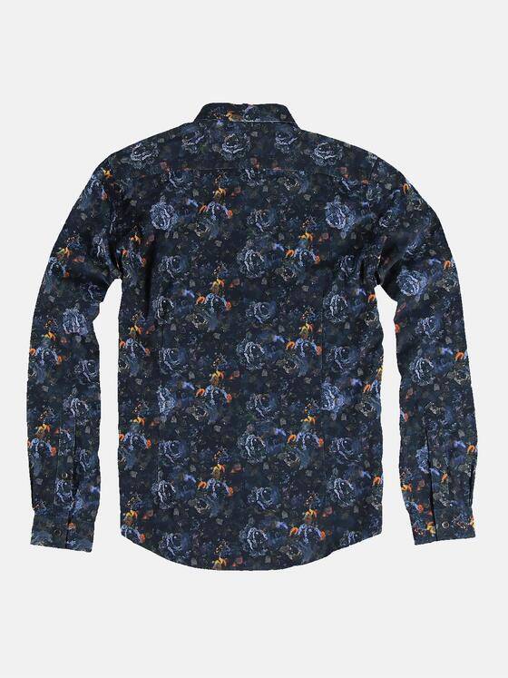 emilio adani Herren Cord-Hemd mit All-Over-Print Blau 31957