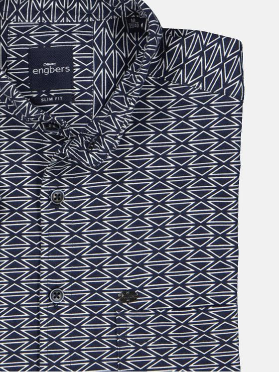 engbers Herren Kurzarm-Hemd slim fit Blau 35028