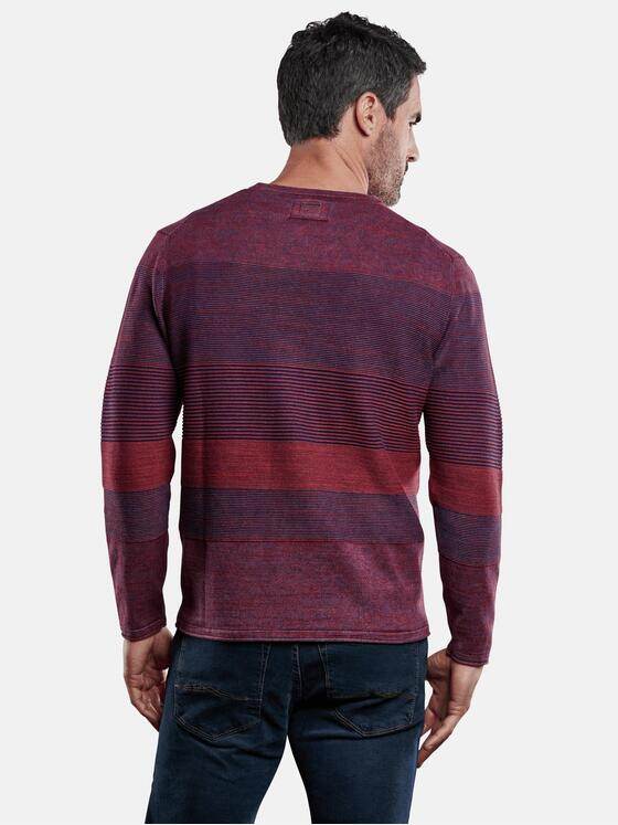engbers Herren Pullover mit Ringelmusterung Magenta 28919