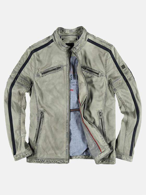 engbers Herren Bikerjacke mit Galonstreifen Silbergrau 29088