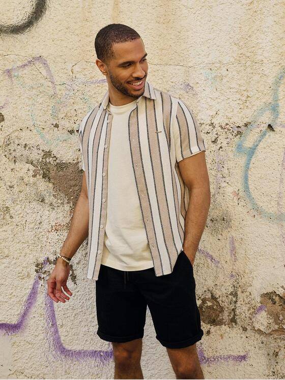 emilio adani Herren Hemd gemustert Beige 36972