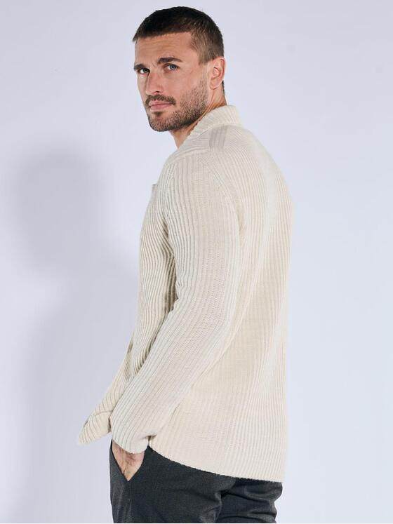 emilio adani Herren Stricksakko mit Rippstruktur Naturweiss 39626