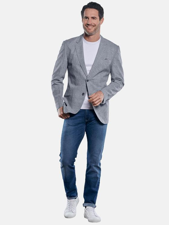 engbers Herren Leinen-Sakko kariert Blau 32187
