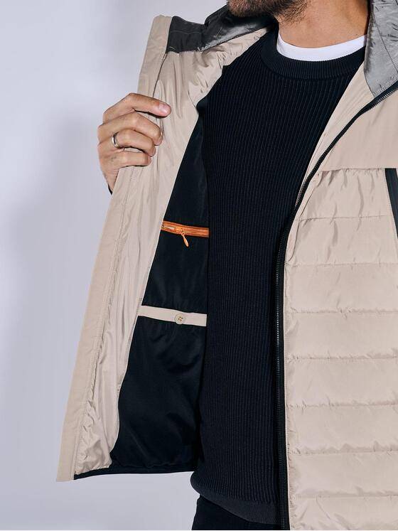emilio adani Herren Steppweste mit abnehmbarer Kapuze Beige 37187