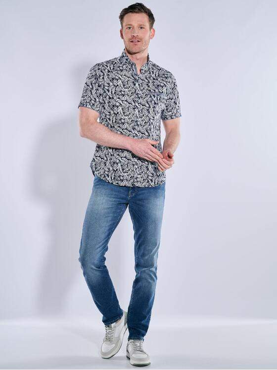 engbers Herren Kurzarm-Hemd gemustert Marineblau 38874