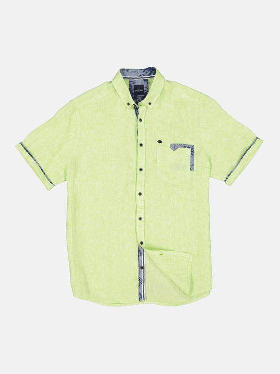 engbers Herren Kurzarm-Hemd aus Leinen Limonengelb 34667