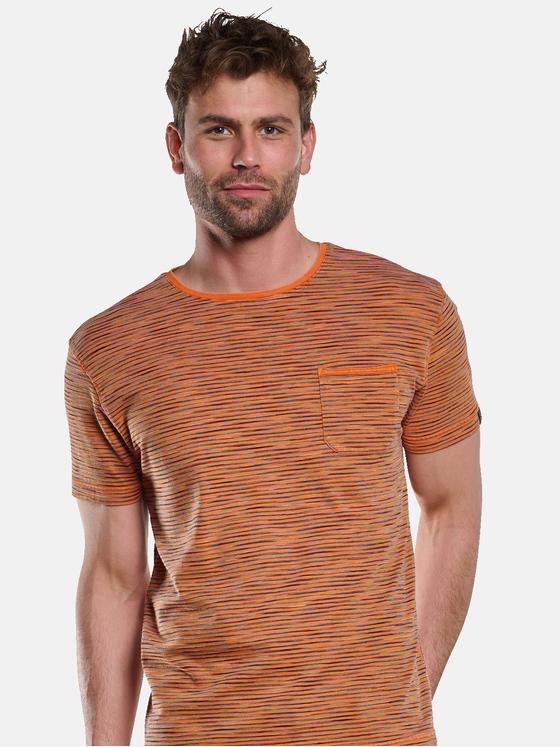 engbers Herren T-Shirt gestreift Dunkelorange 33108