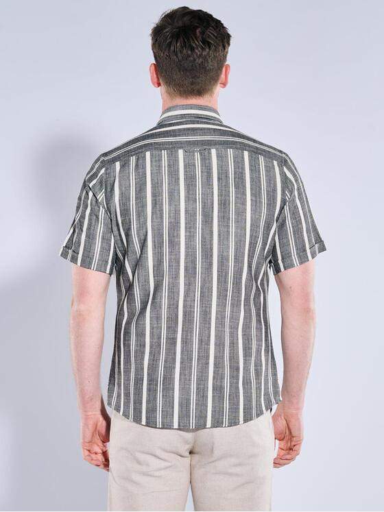 engbers Herren Kurzarm-Hemd gestreift Schwarz 38513