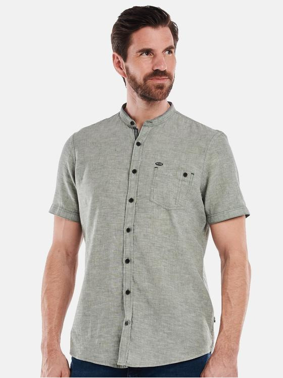 engbers Herren Kurzarm-Hemd mit Leinenanteil Khaki 34940