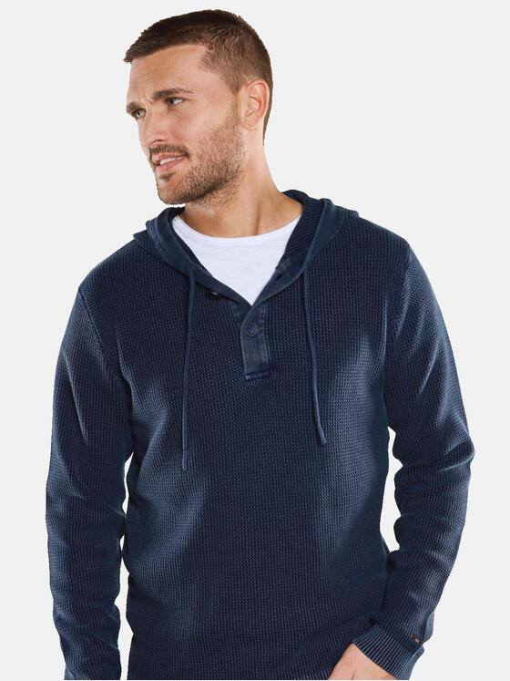 emilio adani Herren Strickpullover mit Kapuze Blau 33385