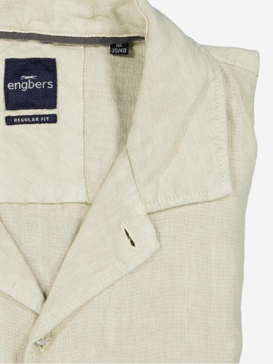 engbers Herren Langarm-Hemd aus Leinen Beige 37020