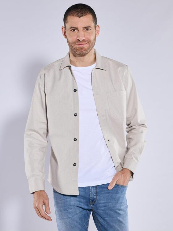 ENGBERS GERMANY Herren Langarm-Hemd mit Leinenanteil Beige 37148