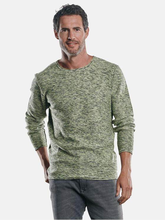engbers Herren Mehrfarbiger Rundhalspullover Limonengelb 30431
