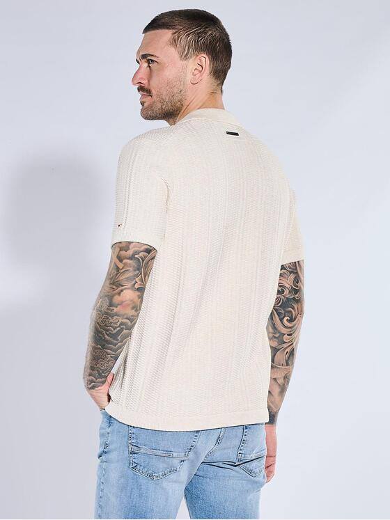 emilio adani Herren Strick-Polo mit Knopfleiste Beige 40557