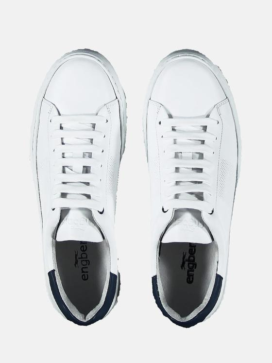 engbers Herren Trendiger Leder-Sneaker Reinweiss 29118