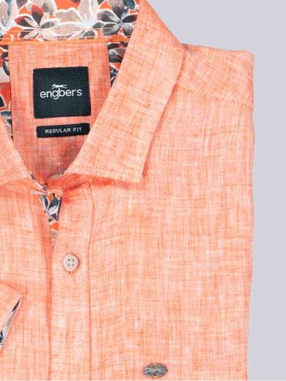 engbers Herren Kurzarm-Hemd aus Leinen Orange 38360