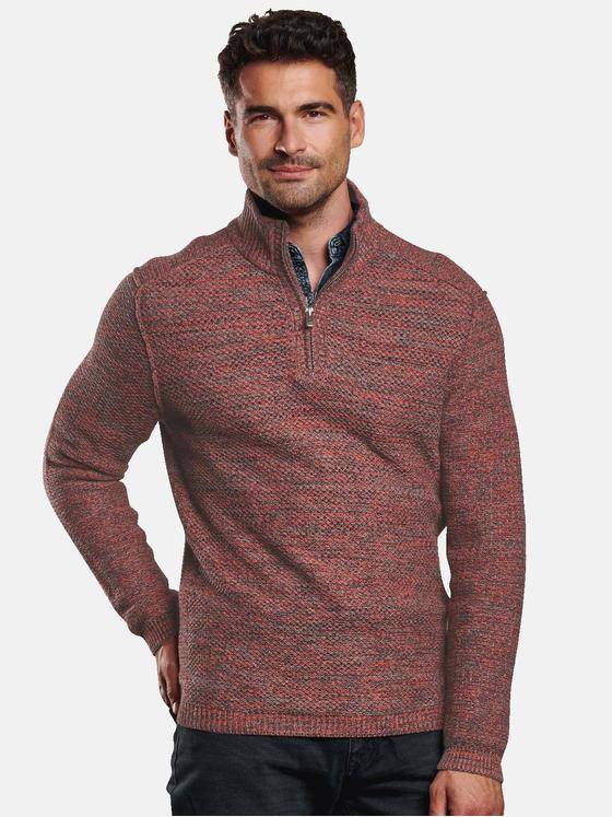 engbers Herren Troyer-Pullover mouliniert Dunkelorange 32036