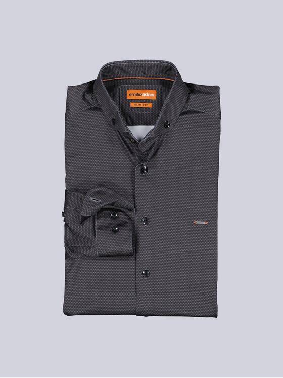 emilio adani Herren Langarm-Hemd gemustert Schwarz 39604