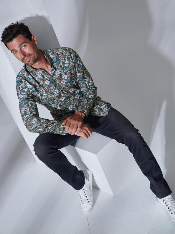 ENGBERS GERMANY Herren Langarm-Hemd mit innovativem All-Over-Print Braun 35781